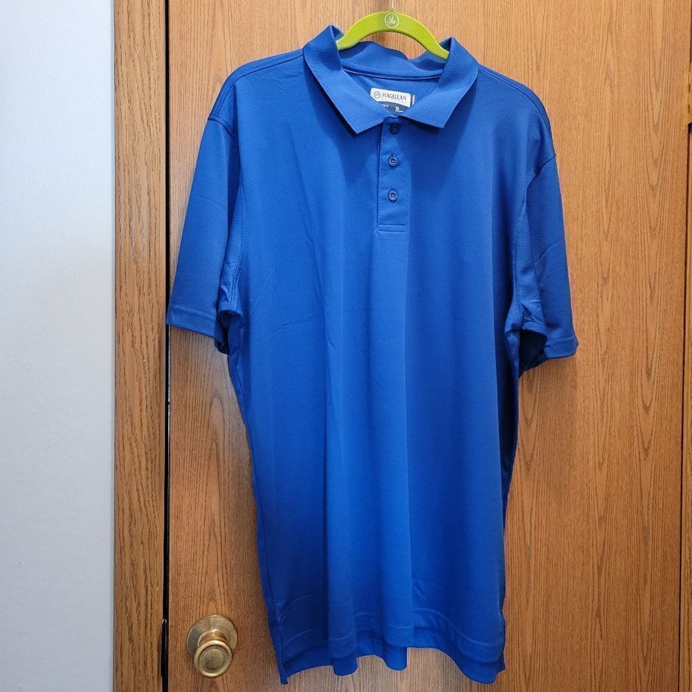 Magellan Outdoors Royal Blue Classic Fit Moisture Wicking Polo Shirt Size XL